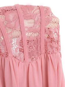 Vibekara Vestido negro de mujer con cintura ceñida y parches de encaje, de moda para el verano - Rosa - Ver 5