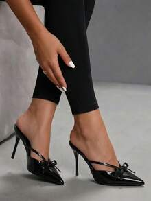 CUCCOO SZL Giày cao gót mũi nhọn quai ngang mắt cá chân đơn giản, thời trang thường ngày dành cho nữ, thích hợp cho mùa hè. - 179 Đen - Xem 5