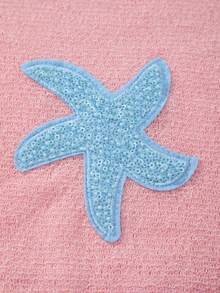 Swim Mod Women's Starfish Applique Fitted Camisole Dress Swimsuit Cover Up Beach Vacation 2 Pieces Set Hot Pink Aqua Blue Summer Tropical - Multicolor - View 8
