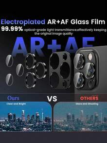 16Pro/16Pro Max Camera Lens Protector, Metal Aluminum Alloy Tempered Glass Camera Screen Protector Accessories, Compatible With Iphone 15Pro/16ProMax 2024 - Black - View 8