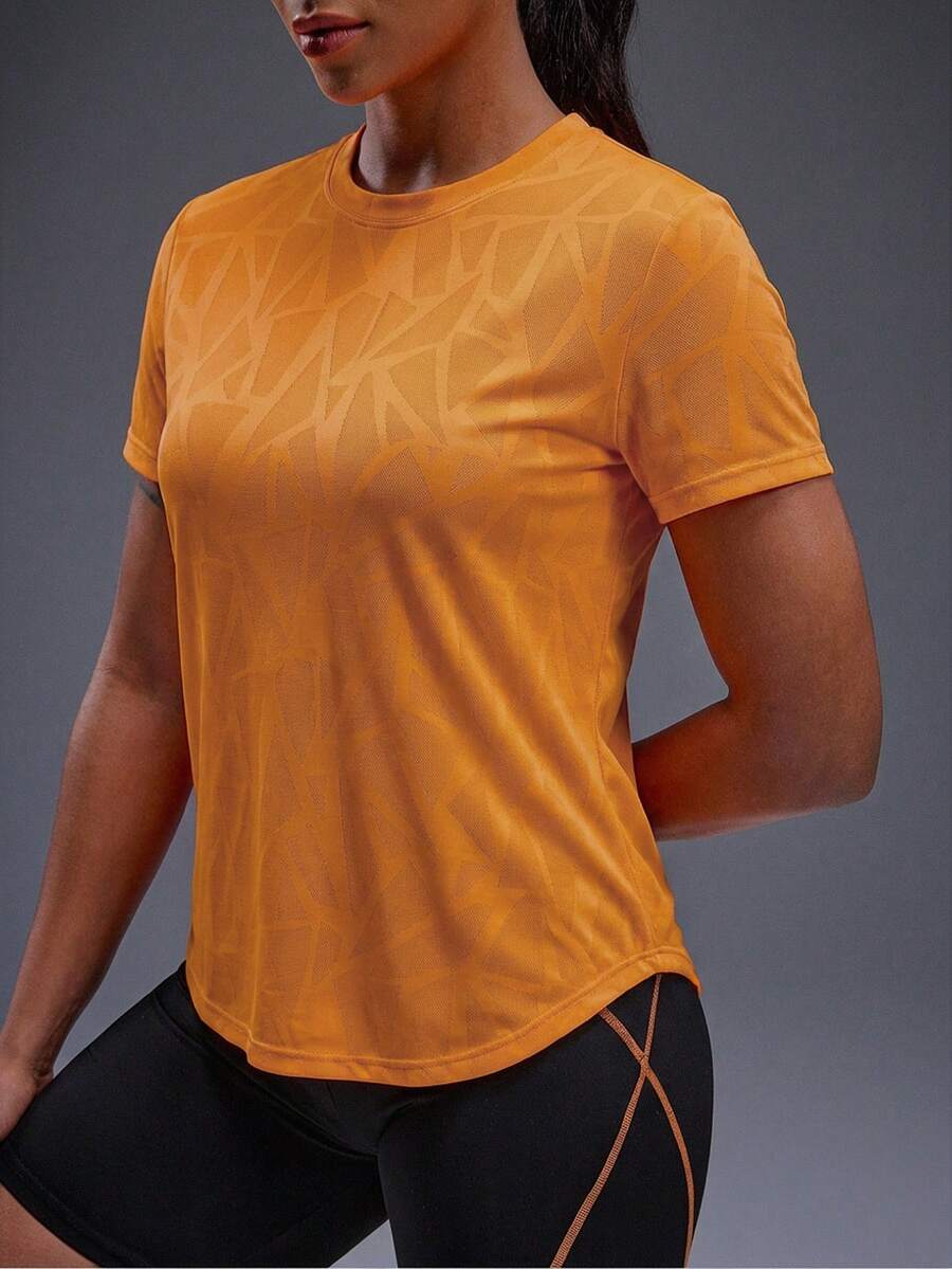 Powerista Women's Printed Minimalist Casual Short Sleeve Sports T-Shirt - Burnt Orange - View 1