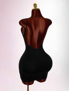 Amplova Women's Solid Color Backless Sexy Spaghetti Strap Mini Dress - Black - View 10