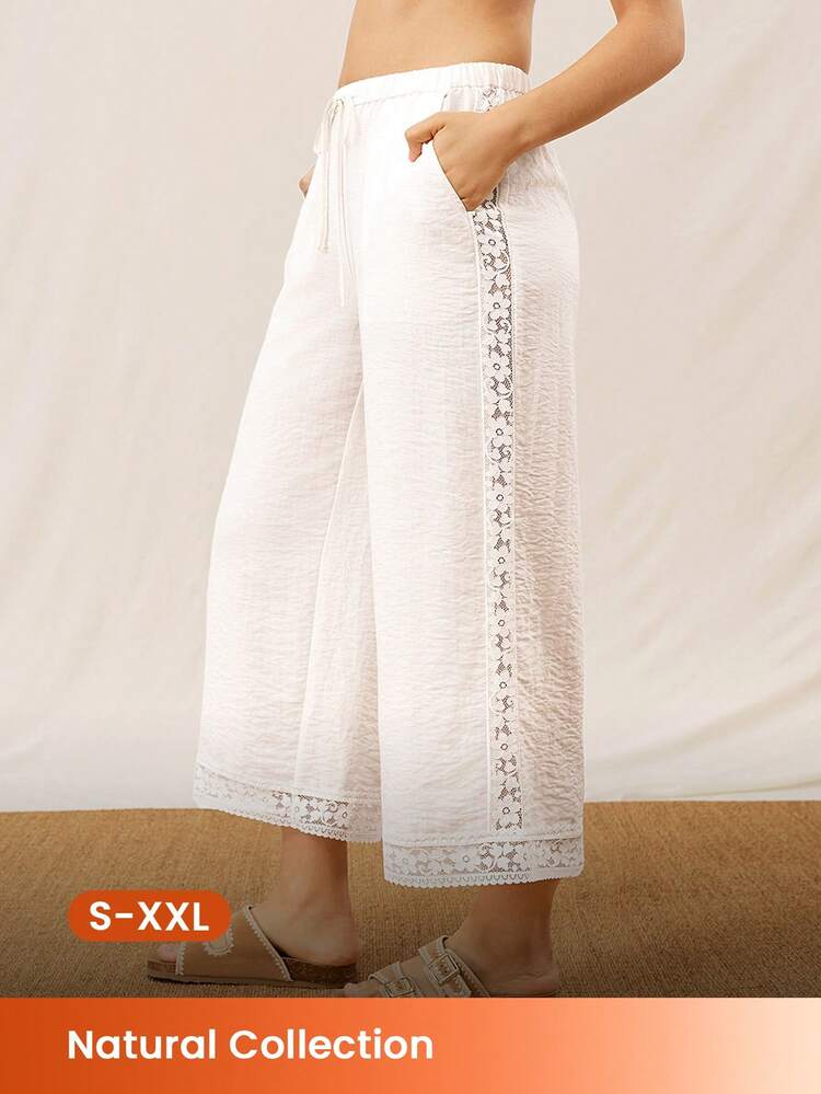 Plus Size Women's Lace- Yellow Linen Set