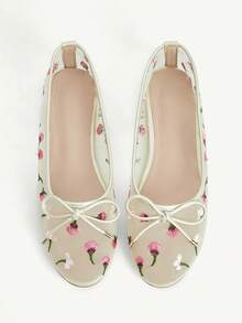 CUCCOO CHICEST Giày bệt nữ trang trí nơ, kiểu dáng thường ngày, đa năng, thời trang. - trắng - Xem 1