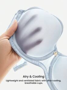 Plus Dream Curve Air Full Coverage Airy Breathable Sheer Blue Mesh Spacer Cup Women Bra - Baby Blue - View 5