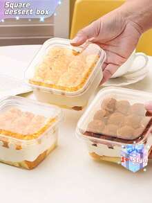 提拉米苏盒、千层酥盒、豆浆盒、水果慕斯盒，方形，一次性透明甜点包装盒，10个装 - 透明 - 查看 4