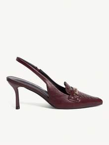 CUCCOO CHICEST Giày cao gót mũi nhọn màu đỏ tía với khóa kim loại dệt, phong cách thanh lịch cổ điển nhẹ nhàng, phù hợp với những phụ nữ theo đuổi phong cách sang trọng, có thể được sử dụng hàng ngày, trong các cuộc đàm phán kinh doanh hoặc các bữa tối sang trọng và các dịp khác. - Màu Đỏ Sâu - Xem 8