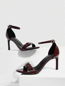 CUCCOO SZL Women's Shoes New Open-Toe Fashion Round Toe With Sexy Elegant Burgundy Versatile Stiletto European And American High-Heeled Sandals Summer - Burgundy 662 - View 6