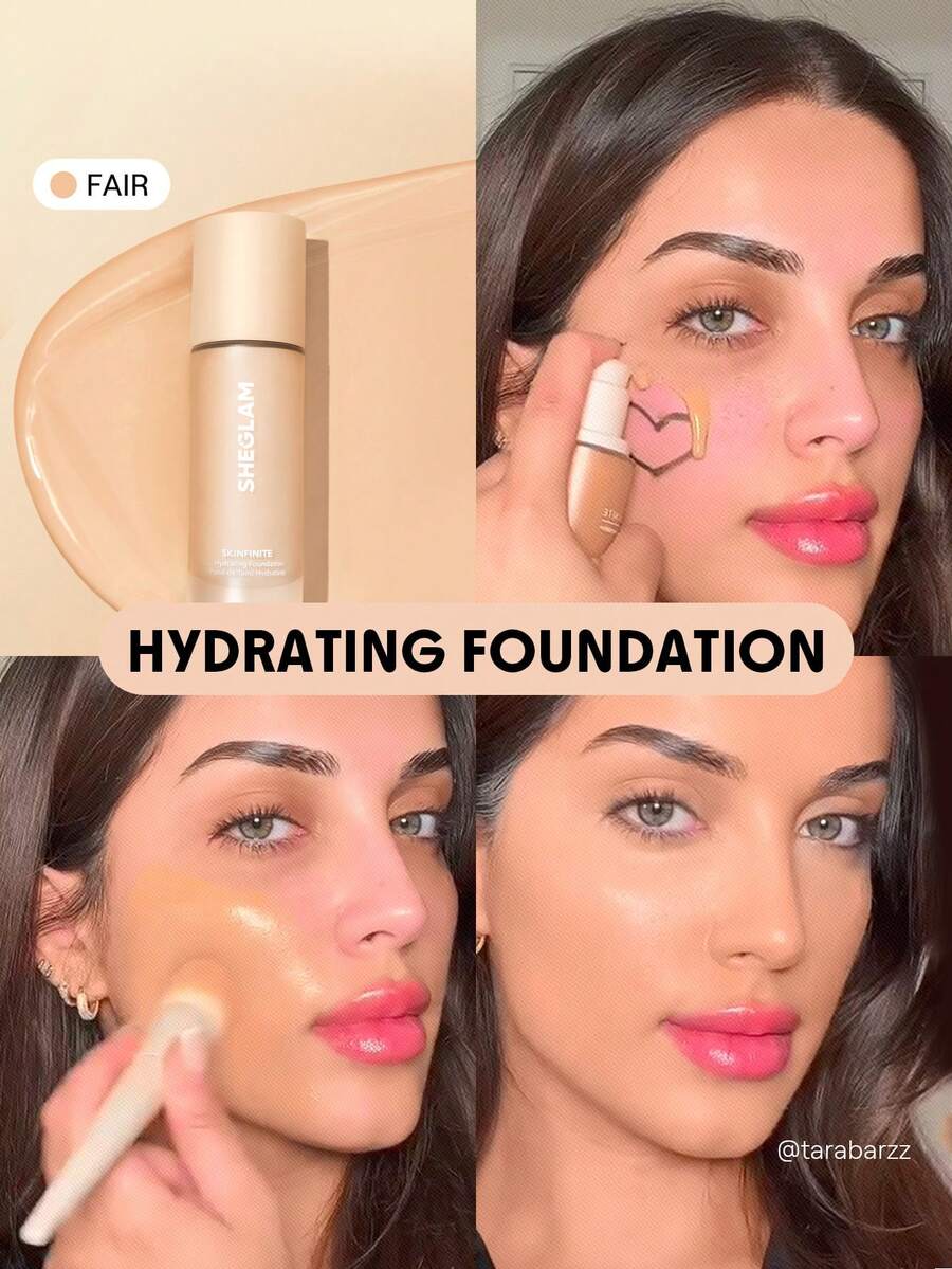 SHEGLAM Skinfinite Hydrating Foundation-Fair Flawless Dewy Foundation Hydrating Coverage Invisible Pore Concealer Pore-Less Non-Greasy Lightweight Soft Liquid Foundation Brand Beauty Makeup Face Paint Cosmetic For Women Girls Perfect For Spring Summer Ideal For Y2K Fancy Fashion Suitable For Birthday Mother'S Day Gift Rave Party Ready Best Color