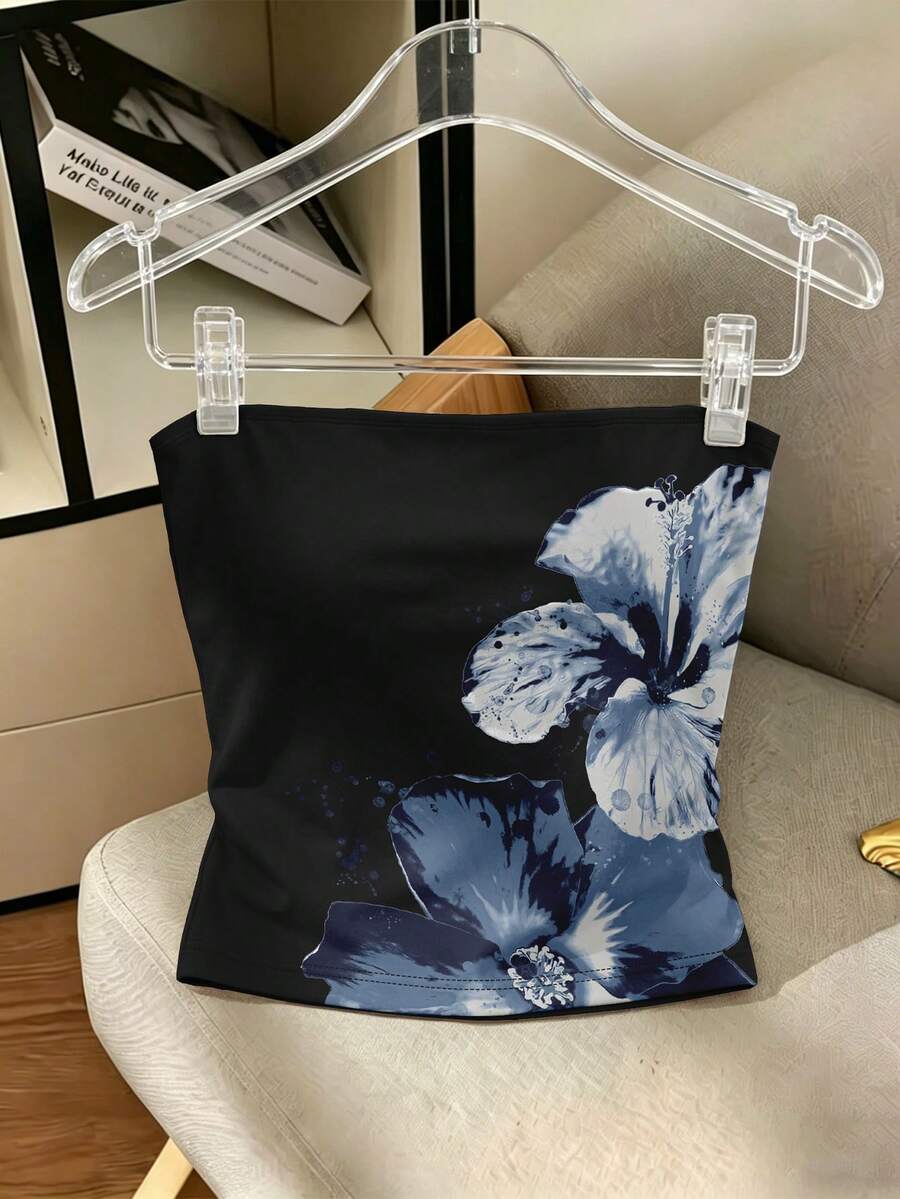 Franclia Top tubo con estampado floral de estilo simple Y2K para todos los días - Multicolor - Ver 1