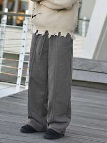 Devon Thys Men's Casual Solid Color Drawstring Waist Sports Pants, All Season, Fall - Dark Grey - View 5