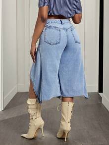 BamGleam 女士休闲牛仔裤 - 藍色 - 查看 2