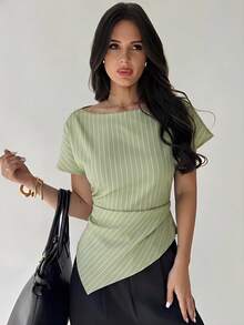 s para volver a la escuela / Atuendos de maestra / Blusas para salir / Blusas para salir / Casual de negocios para mujer / Camisa a rayas / Casual de negocios para mujer / Camisas de maestra - Albaricoque 2 - Ver 9