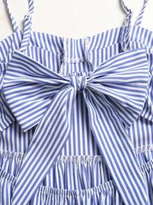 SHEIN Đầm dài cho bé gái tuổi teen với phần lưng hở có nơ trang trí, trang phục mùa hè thời trang, thoải mái và đa năng, thích hợp cho kỳ nghỉ. - Xanh và trắng - Xem 6
