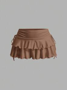 SHEIN EZwear 3件組女款休閒極簡主義抓皺腰A字裙，適合演唱會、郵輪旅行、夜店性感穿搭 - 彩色 - 查看 8