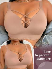 DesireSculpt Plus Size Wireless Bra - Apricot - View 3