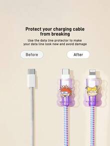 Nick 90s | SHEIN 5个装数据线保护套，适用于充电器，樱桃印花图案，充电器保护套（不含数据线） - 紫色 - 查看 4