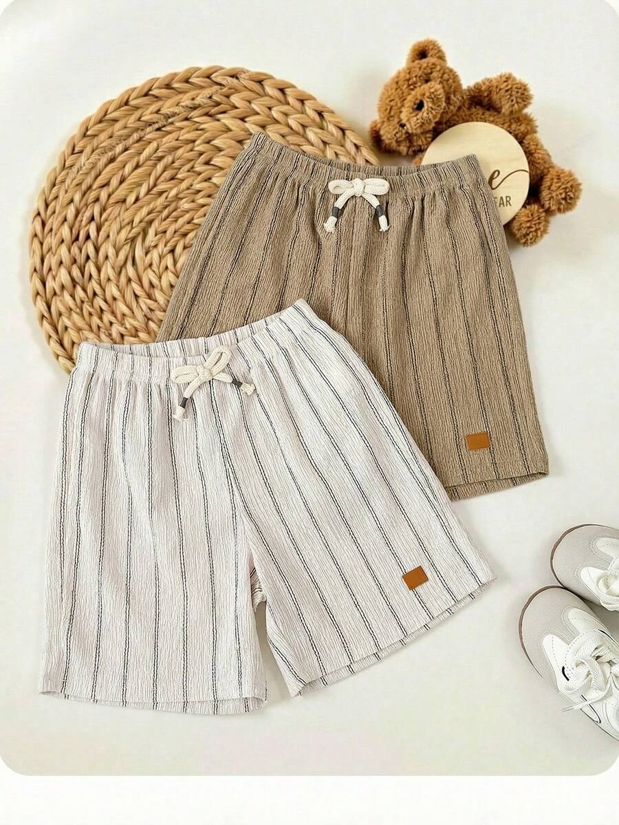 Bộ 2 quần short kaki unisex đa năng dành cho bé trai/bé gái, thích hợp mặc mùa xuân/hè. - Màu Khaki - Xem 1