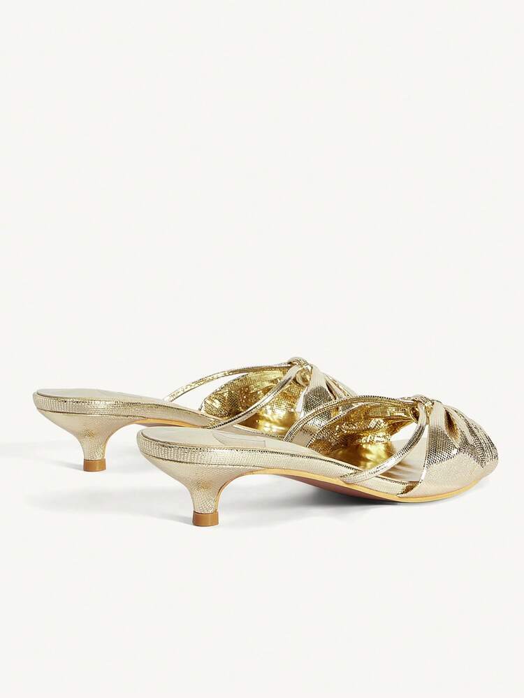 CUCCOO CHICEST Golden Metal PU Women's Summer Daily Travel Casual Versatile Comfortable High-Heeled Sandals