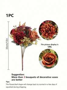 1/3/10 Romantic Roses, Artificial Flower Ornaments, Plastic Flowers, Hand-Held Flowers, Outdoor Decoration, Suitable For Wedding/Home/Bedroom/Living Room/Dining Table Decoration/Bridal Bouquet/Mother's Day/Autumn Decoration - Orange - View 5