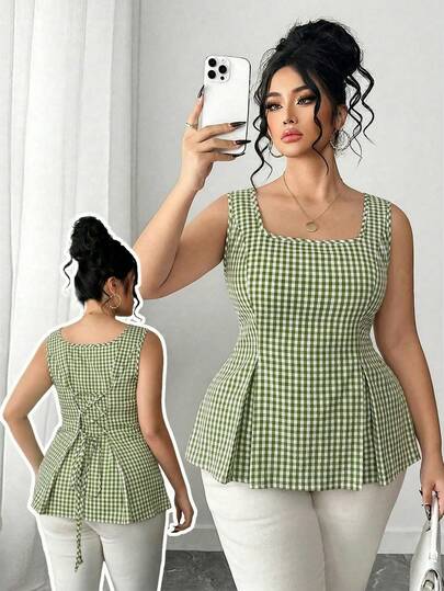 Elenzga Plus Size Women's Pink Heart Backless Tie Textured Fabric Bow Print Decor Contrast Color Cute Heart Casual Spaghetti Strap Slim Camisole, Suitable For Vacation, Beach, Party, Elegant For Work, Outing, Party, Graduation, Holiday, Valentine's Day, Music Festival, Mother's Day, Halloween, Thanksgiving, Easter, National Day, Prom, Date, Wedding, Outdoor Picnic