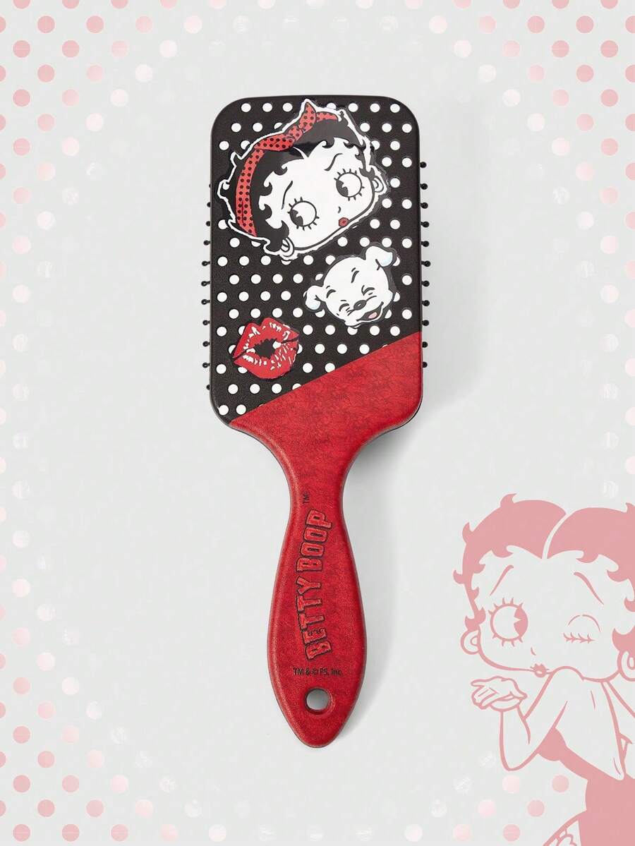 Betty Boop | ROMWE Lược đệm khí in hình cô gái dễ thương Betty Theme, lược massage da đầu làm mượt tóc và tạo kiểu tóc. - Trắng đỏ đen - Xem 1