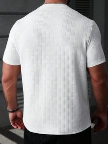 Manfinity CasualCool T-shirt à manches courtes de couleur unie, polyvalent et décontracté pour le port quotidien pour hommes - Blanc - Voir 2