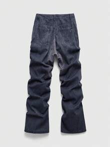 Street Life Quần jeans ống đứng xếp ly in kỹ thuật số dành cho nam - Màu xanh lam - Xem 2