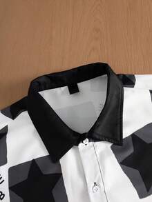 TOKVUE Set di camicie casual da uomo a maniche corte con stampa a pixel in bianco e nero - Rosso e Bianco - Visualizzare 4