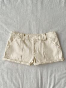 Attitoon Women's Casual Retro Ultra Low-Waist Cargo Mini Shorts, Suitable For Y2K - Khaki - View 4