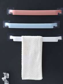 1 Non Perforated Towel Rack, Wall Mounted Slipper Rack, Single Pole Storage Rack, Towel Storage Rack, Slipper Storage Rack, Simple Towel Pole, Plastic Towel Rack, Single Pole Towel Pole - White - View 6