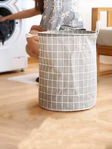 1 Pc Foldable And Portable Canvas Laundry Basket,Also Suitable For Clothes And Children Toys Storage,Household Laundry Hamper,Large Capacity Laundry Bag/Laundry Supplies With Handle - White - View 6