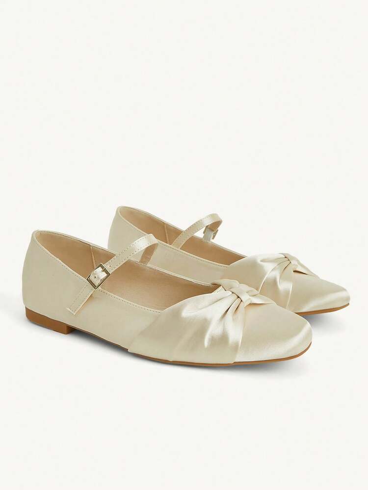 CUCCOO CHICEST Women Shoes Autumn Satin Kink Mary Jane Shoes Women's French Low Vamp Strap Flat Shoes