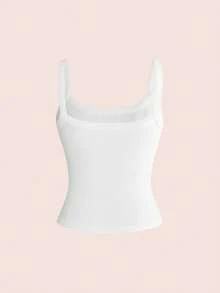 ROMWE Avant Women's Retro All-Match Versatile Pink Button Decor Sweet Pure Camisole - White - View 2