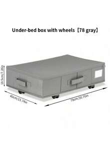 1PC/2pcs Under Bed Storage Containers With Wheels, Thick Non-Woven Foldable Storage Box, Dustproof Large Capacity Organizer For Clothes, Movable Underbed Storage Organizer - Black - View 2