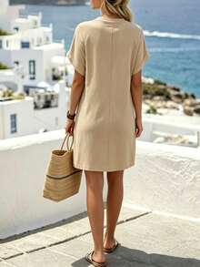 SHEIN Đầm nữ dáng lửng cổ tròn in họa tiết, kiểu dáng thường ngày, thích hợp cho mùa hè. - Nhiều màu - Xem 5