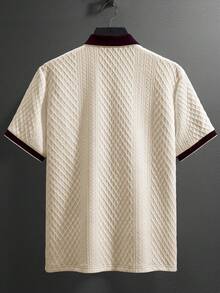 Manfinity Homme Áo Polo nam dệt kim jacquard, màu trơn, cổ áo gân. - Màu be - Xem 2