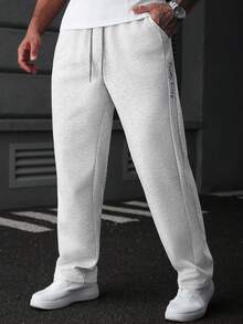 Manfinity Homme Men's Drawstring Waist Casual Everyday Sweatpants - Grey - View 6