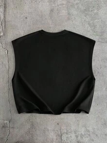 AXEPEAK Men's Metal Letter Casual Tank Top - Black - View 7