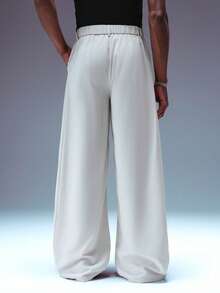 STYNVO Men's Solid Color Pleated Wide Leg Loose Casual Pants - Apricot - View 2