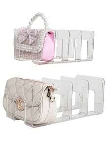 1 2 3 4 PCS Large Capacity Clear Purse Bag Organizer Multi Functional Closet Drawer Shelf Separator L Shaped Space Saver Storage Box For Bedroom Bathroom Office Car Transparent Makeup Holder For Small Handbags Only Popular Must Have - Clear - View 8