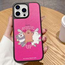We Bare Bears X SHEIN 这款咱们裸熊卡通图案二合一手机壳采用TPU+PC材质，兼具防震磨砂质感和皮革纹理，有效防止手汗。精致的心形图案可有效保护您的苹果14/15和16/17 Pro Max手机。 - 彩色 - 查看 6