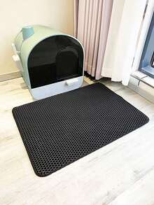 1pc Double Layer Cat Litter Mat, Anti-Slip Pet Cleaning Mat For Catching Litter, Waterproof Cat/Dog Litter Box Mat - Black - View 7