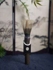 Long-Handled Tea Whisk (With Headrest), 15 Cm. Bamboo 'cha-Sen' Tea Utensil, Available In White Or Purple Bamboo. Long-Handled Tea Whisk With Headrest, Handcrafted From Golden Bamboo. Long-Handled Whisk For Matcha - Multicolor - View 3