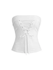 Grunge Punk Y2K Subculture Leopard Print Cropped Camisole Top With Slit Hem For Women - White - View 1