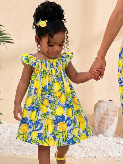 SHEIN Đầm dệt không tay cổ tròn màu trơn, kiểu dáng thường ngày cho bé gái đi nghỉ mát.