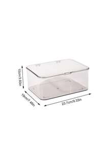 1pc Transparent Tape Covered Storage Box, Dust-Proof Medicine Box, Desktop Storage Box, Large Capacity Medicine And Cosmetics Basket, Jewelry Display Box, Multifunctional Flip Type Storage Box, Suitable For Hospitals, Schools, Offices, And Homes - Clear - View 3