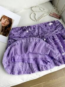 Comfortcana 加大码薰衣草色亮片拼接休闲裙 - 淡紫色 - 查看 7