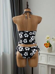 Swim Mod Bikini de dos piezas con estampado floral tropical, casual para vacaciones - Multicolor 6 - Ver 6