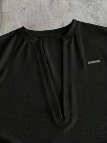 AXEPEAK Men's Metal Letter Casual Tank Top - Black - View 5